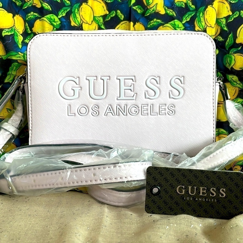 Brand New Guess Lilac Rodney Zippered Rectangular Purse w/ Adjustable Long Strap